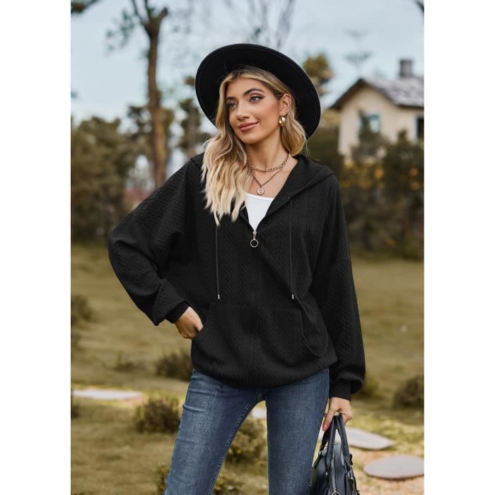 Gilet a capuche noir femme on sale