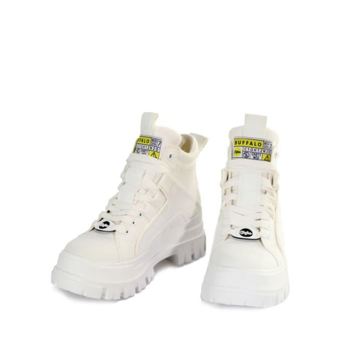Botte Buffalo ASPHA NC MID Blanc Femme Moyenne Synth tique