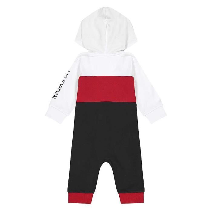 Combinaison bebe Jordan Jumpman Barboteuse Col a capuche et fermeture eclair Rouge Blanc Noir