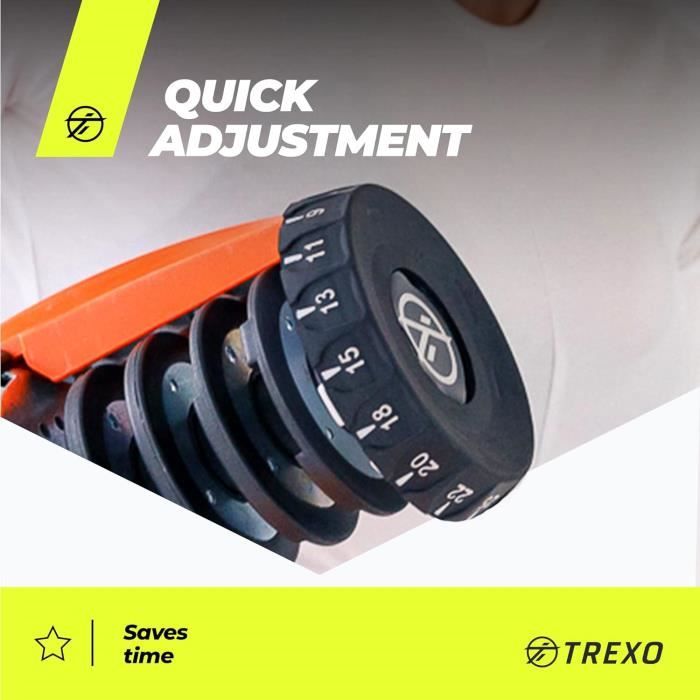 Disque Haltère Fonte 1,25 Kg TREXO - Diamètre Trou 30 Mm, Poignées Ergonomiques, Entraînement Force