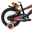 Vélo Enfant 14" STREET ART Garçon ( taille 90 cm à 110 cm ) Noir & Orange, équipé de 2 Freins, Gourde, Porte gourde, Plaque avant-2