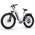 Vélo électrique 1000W- Shengmilo MX06 - 26" Fat bike - Batterie Samsung 48V17.5Ah - Pédalage assisté - Blanc-2