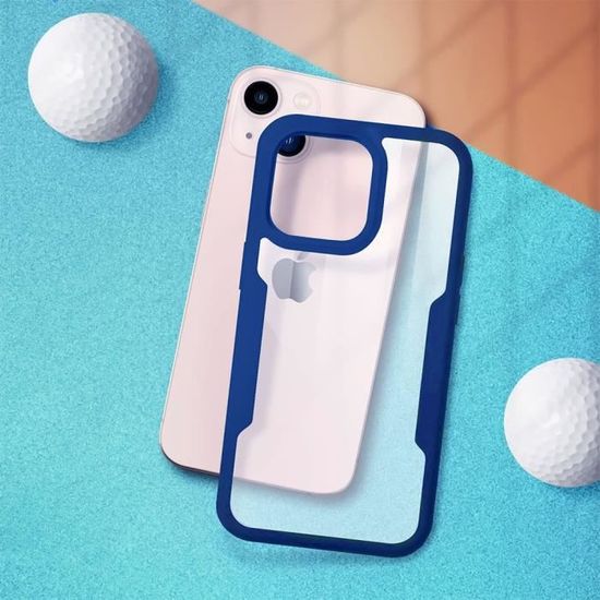 Wanyuexes Coque Pour IPhone 14 Plus – Transparente Bleu Cristal + Protection Écran Verre Trempé