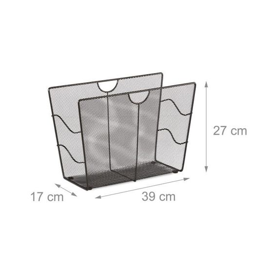 Relaxdays Porte-Revue Métal Design Maille – Organisateur Bureau A4, Porte-Magazines & Journaux Noir 32x16x24,5 Cm
