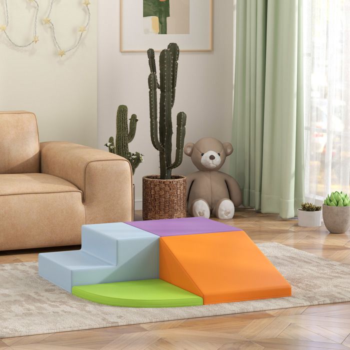 HOMCOM 4 blocs de construction en mousse XL modules de motricité jouets éducatifs certifiés normes EN71 1 2 3 mousse EPE revêtement PU bleu rouge jaune pas cher HOMCOM 4 blocs de construction en mousse XL modules de motricité jouets éducatifs certifiés normes EN71 1 2 3 mousse EPE revêtement PU bleu rouge jaune pas cher