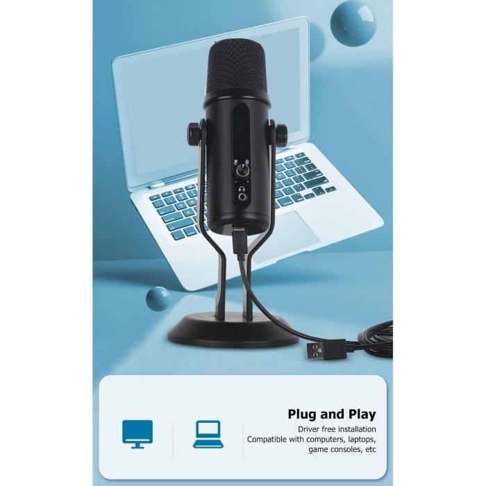 Microphone à Condensateur USB, Micro PC Kit avec Bras de Flèche & Trépied,  Streaming Micro avec Pop Filter Pour Gaming Enregistremen - Cdiscount  Informatique
