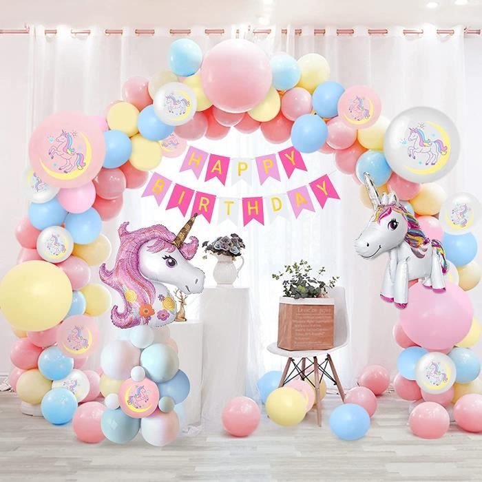Decoration Anniversaire Licorne Fille, Licorne Ballon Anniversaire Fille  avec énorme Ballon Licorne 3D. - Cdiscount Maison