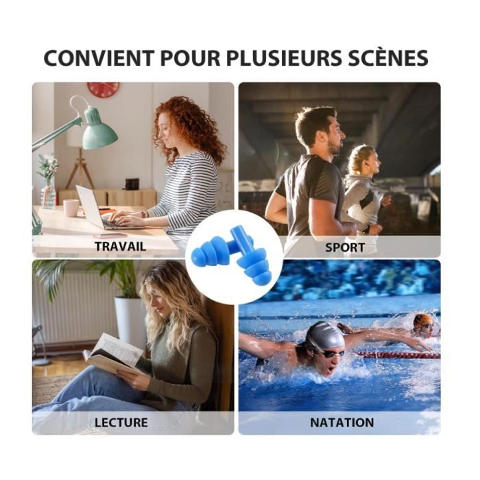 Bouchons D'Oreilles Réutilisables Anti-bruit - 7 Paires D'embouts Silicone - Réduction Jusqu'à 35 DB