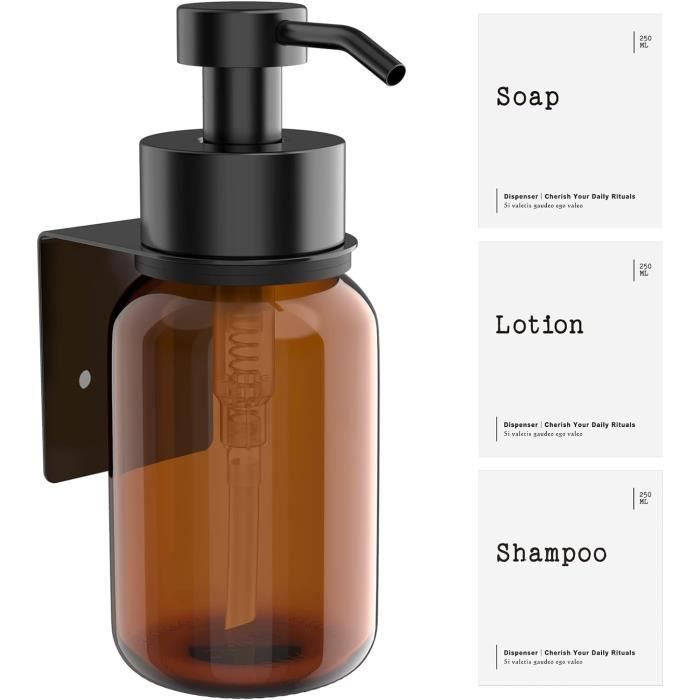 Distributeur de savon liquide en verre TREND 250 ml avec support
