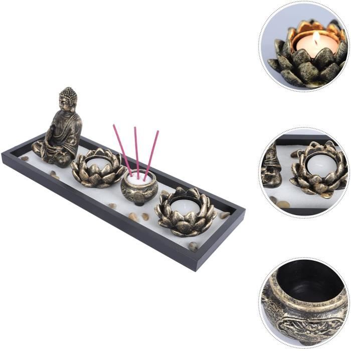 Petit bouddha en céramique, fée jardin Miniature, assis sur un Lotus,  prière/brûleur d'encens, Mini décoration de jardin Miniature - AliExpress