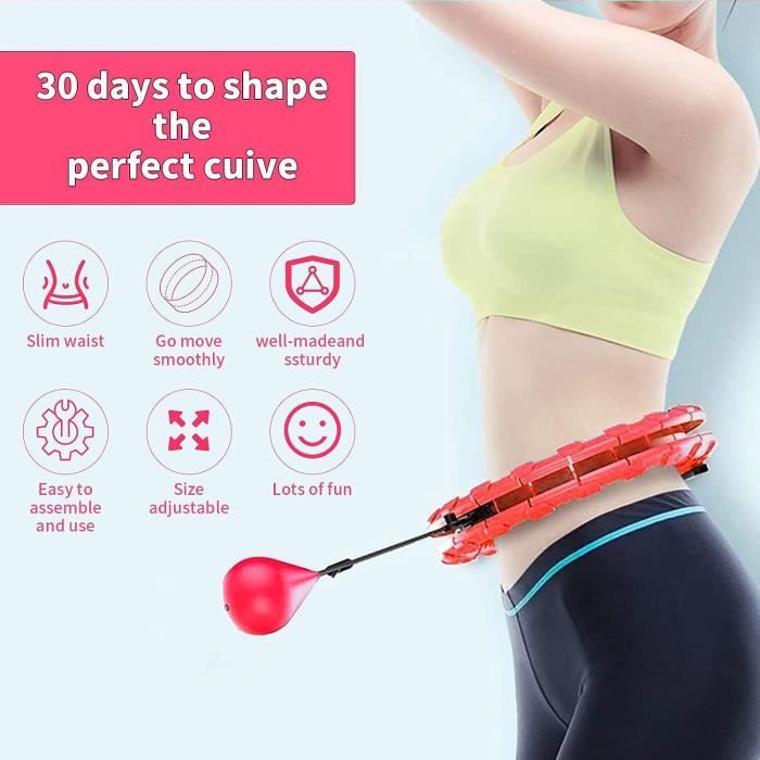 Hoop Hula-Hoop Fitness Intelligent Avec Ballon De Poids, Rose, Enfant Adulte