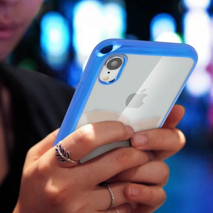 Coque iPhone XR Protection Silicone Gel transparent contour - Bleu -  Cdiscount Téléphonie