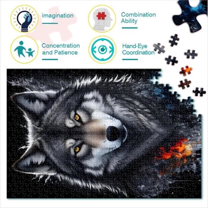 Puzzle Nathan 1000 Pièces – Loup Gris Européen – 50 X 70 Cm – Collection Vie Sauvage – Carton épais Et Fini Mat – Dès 14 Ans – FSC
