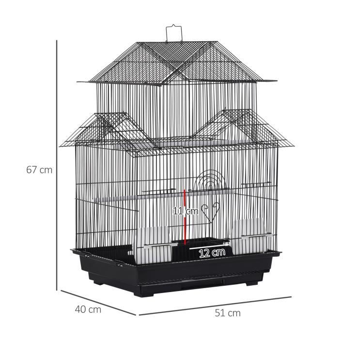 Cage à oiseaux mangeoires perchoirs 4 portes plateau excrément