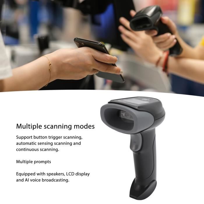 Scanner 2 D Scanner 2D sans fil - QIILU - Portable - USB, Bluetooth, 2,4 GHz ...