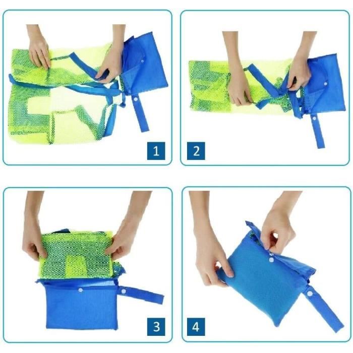 Set De 3 Sacs Filet Pour Jouets De Plage Enfants - Sac à Dos, Séchage Rapide, Cordon Coulissant - Pour Transporter Jouets, Coquillages, Serviettes - 13