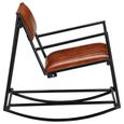 Chaise à bascule - Style Contemporain - Fauteuil à bascule - Marron - Cuir véritable - Nouveau *868406-3
