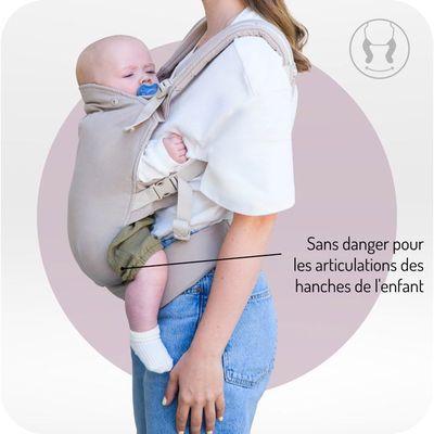 MoMi Collete Porte-bébé Pour Enfants de 3 à 48 Mois (poids 4 à 20 kg), 2 Positions de Portage with 6 Points de réglage, with Cap and Appui-tête Pour