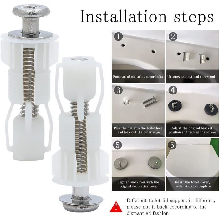 Fixation Abattant Wc, 4 Pièces Vis D'Expansion Pour Couvercle De