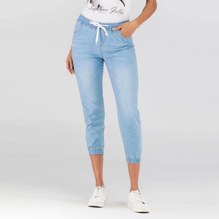 Pantalon court jean on sale femme
