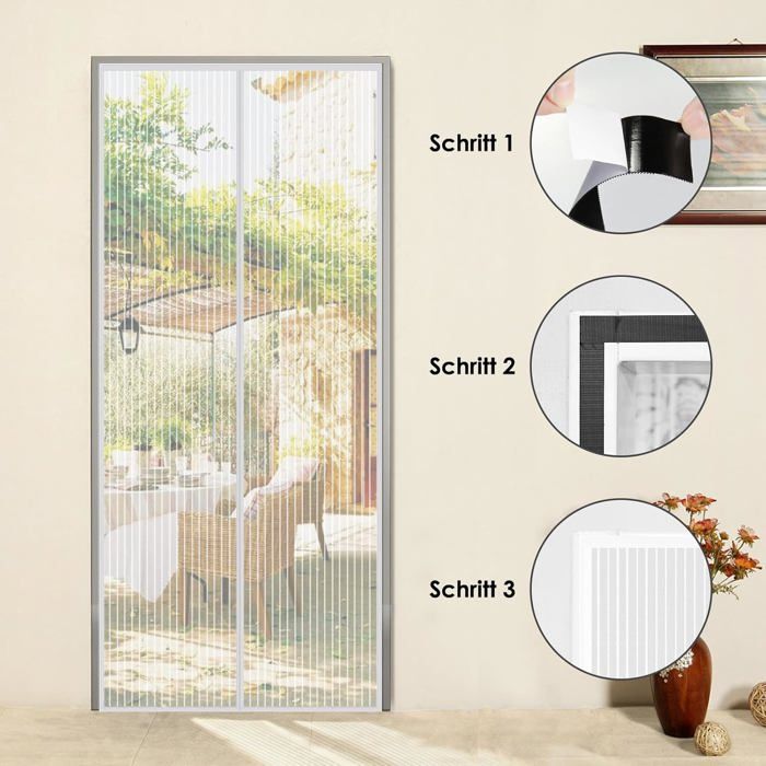 Moustiquaire Porte 80 X 205 Cm Magnétique Moustiquaire Enroulable Rideau Anti Mouche Facile À Installer Sans Percer Pour Por[u6798] - Maison