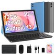 GOODTEL Tablette Tactile Android 13, stokcage 12+128 Go (512Go Extensible) Tablette 10.1-Camera5+8MP-6 accessoires-Bleu-0
