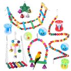 JINZDASU Jouets pour Oiseaux, 12 Pièces en Bois pour Perruches, Perroquets, Canaris et plus - Certains Accessoires de Couleur Aléatoire