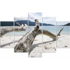 FEEBY Tableau Décoration Murale 5 Panneaux Mer Plage Paysage Sable 100x150 cm Impression sur Décoration d'intérieur Toile pour la Maison