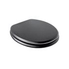 Abattant WC Noir/Chrome - MDF FSC - Charnières Frein de Chute - GELCO