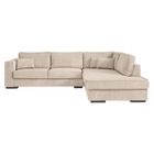 Canapé d'angle droit BELAMI XXL 6 places en velours côtelé - Beige - L303 x P228 x H86cm - LOUNGITUDE