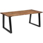 VIDAXL Table de salle à manger en acacia massif - Marron / noir - 180 x 90 x 75 cm
