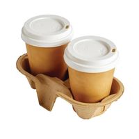 100 x Gobelets jetables à café en carton brun 240ml (8oz)+couvercles blancs pour les boissons chaudes et froides.