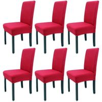 6 X Housse de Chaise Salle à Manger Extensible Stretch Couverture de Chaise Housse pour Chaise Dossier Haut, Rouge