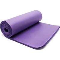 Tapis de yoga - Physio Fitness - 180x60x1.5cm - Violet - Antidérapant - Avec 2 sangles de transport