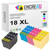 18XL ENCRE4U - Lot de 12 cartouches d'encre compatibles avec EPSON 18 T18 XL T18XL Pâquerette 3 Noir + 3 Cyan + 3 Magenta + 3 Jaune