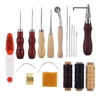 GOTOTOP kit de travail en cuir Ensemble d'outils en cuir 19 pièces entièrement équipé outils de couture à la main bricolage