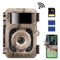K&F Concept Caméra de Chasse WIFI 4K 32MP Déclencheur 0,2s et Fonction de Vision Nocturne Étanche avec Carte SD 64 Go + 8 Piles