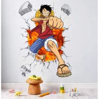 TSTR® One Piece Stickers Muraux Adhésif  3D Luffy  Affiche Autocollant Creative Mural pour  Décoration Chambre  Enfant Fille Garçon