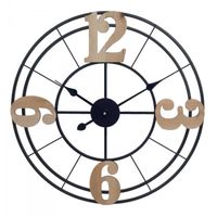 Grand horloge murale ronde métallique noire décorative, design industriel élégant, 60 cm 26964RGSG