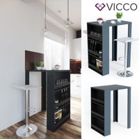 Vicco Table de bar avec étagère et compartiments table de café Anthracite