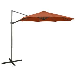 PARASOL Parasol meuble de jardin deporte avec mat et lumieres led 300 cm orange