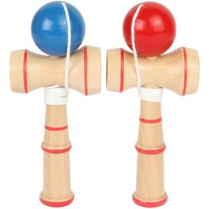 BOLAS Lot de 2 jouets créatifs en bois kendama avec tasse et balle - Jouet à attraper - Cadeau pour enfants - Rouge et bleu