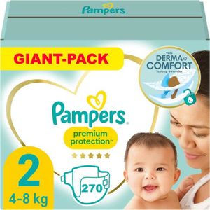 COUCHE PAMPERS PREMIUM PROTECTION TAILLE 2 270 COUCHES (4-8 KG)