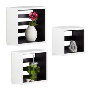 SONGMICS Lot de 3 Etag/ères murales flottantes Rangement D/écoration Exposition Panneau de MDF Design r/étro Blanche LWS40WT