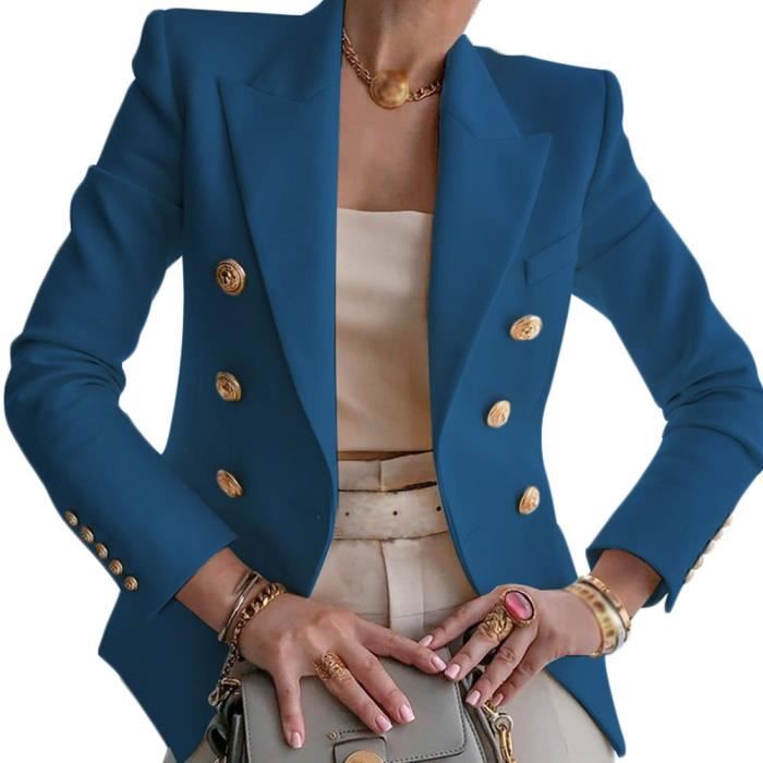 manteau femme bleu marine boutons dorés