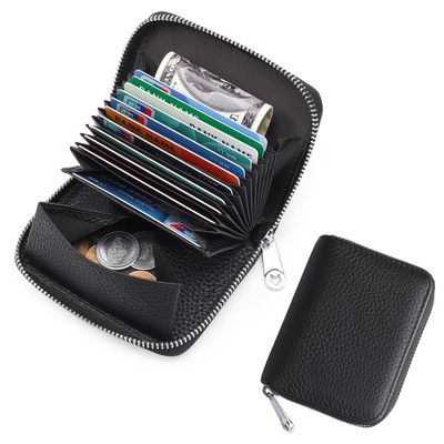 Porte-Cartes De Crédit Zippé Pour Femmes/Hommes - Cuir PU - 6,5x4,1x0,8 Pouces - Compact Et Sécurisé - 9