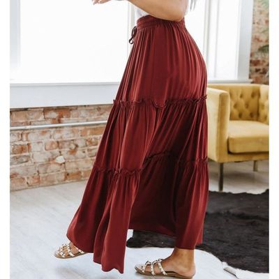Dioche Jupe longue volants pour femmes Jupe Longue en Couches