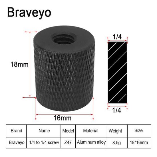 Adaptateur Fileté Femelle 1/4" - Mâle 5/8" -11 Pour Trépied - Aluminium, Marque Fittings4you