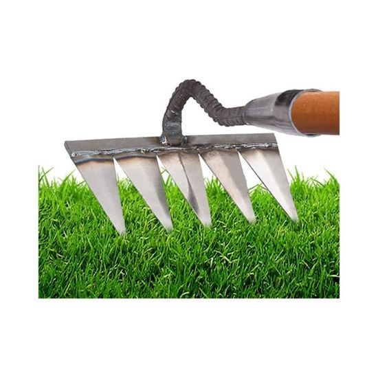 Râteau De Désherbage 7 Dents Avec Manche - Outil Jardin Acier Carbone Pour Ameublir Et Désherber Le Sol