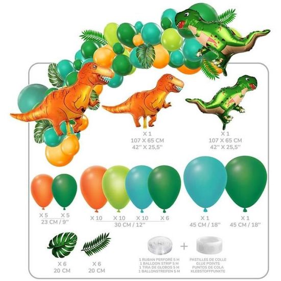 Vamei 107pcs Décoration Anniversaire Dinosaure pour Fille avec Ballon  Dinosaure Rose Nappe Dinosaure Toile de Fond Guirlande [333] - Cdiscount  Maison